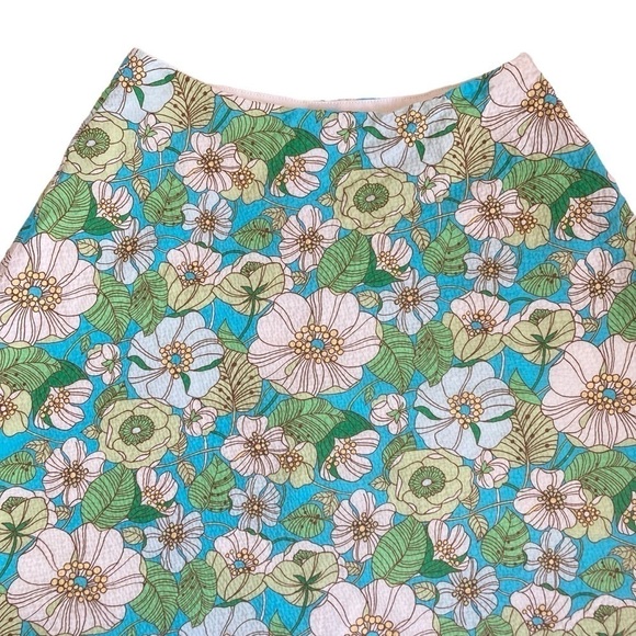 GAP Vintage Y2K Fairycore Knee Length A-line Skirt Seersucker Floral Print Sz 2 - Picture 6 of 11